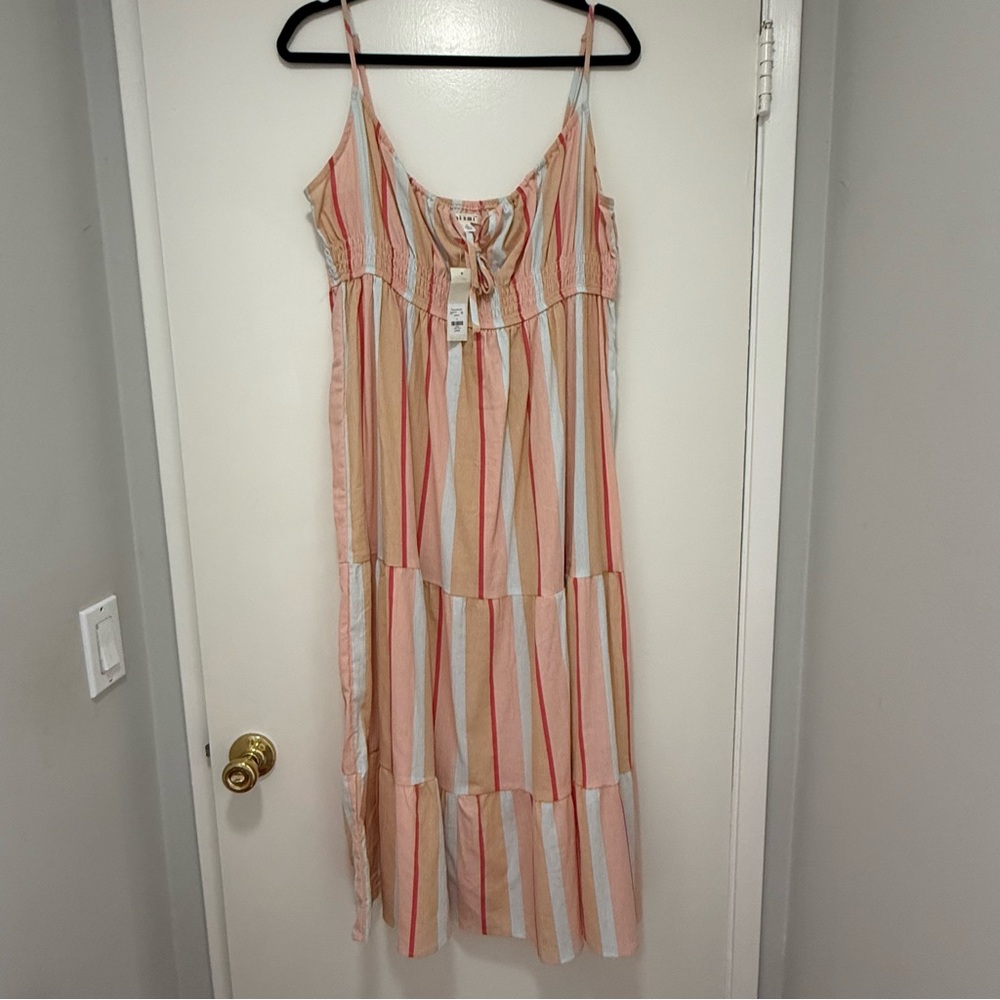 Francesca's Multi-Color Striped Top - Peach, Coral, White